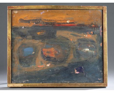 Simpson, Merton D. (American, 1928-2013). "Seascape-Landscape." Abstract rendition of a landscape. 20th century. Oil on canva
