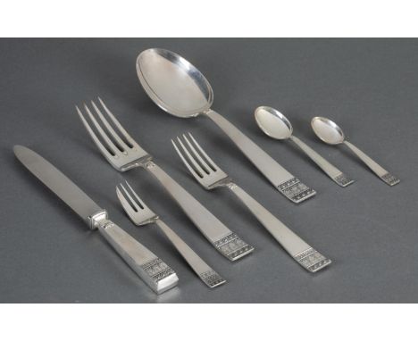 Eugenio Stancampiano "Donatello"/"Impero" pattern, 800 silver flatware set. Palermo, Italy. 20th/21st century. Marked on back