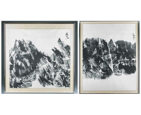 Weibor, Chu (Chinese, b.1929) A group of two landscapes. 1974. Ink on paper. Inscribed, sealed, and dated u.l or u.r. Alterna