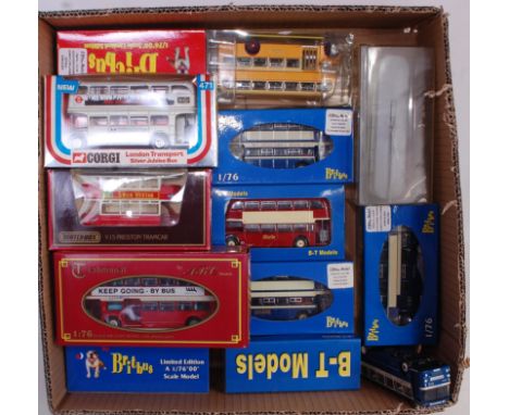 16 various boxed and plastic cased diecast and plastic public transport vehicles, one example is loose, manufacturers to incl