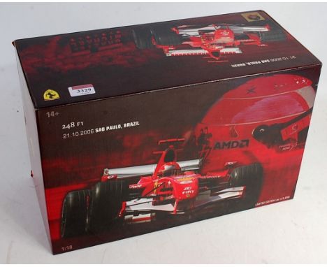 A Mattel Ferrari official licensed product limited edition 248 F1 car 1/18 scale (BM)