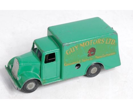 A Chad Valley Weekin No.502 Guy van, comprising green body with tinplate black doors and Guy Motors Ltd livery, loose example