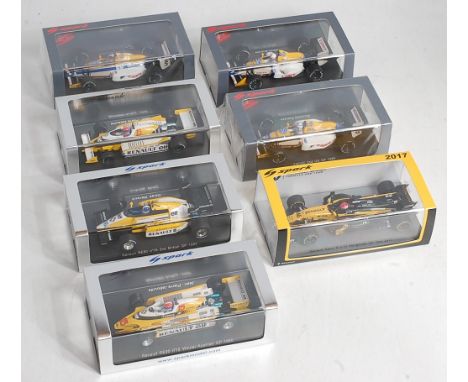 Seven various plastic cased Spark 1/43 scale resin Formula One Renault and FW12 racing vehicles to include Ref Nos. S17054, S