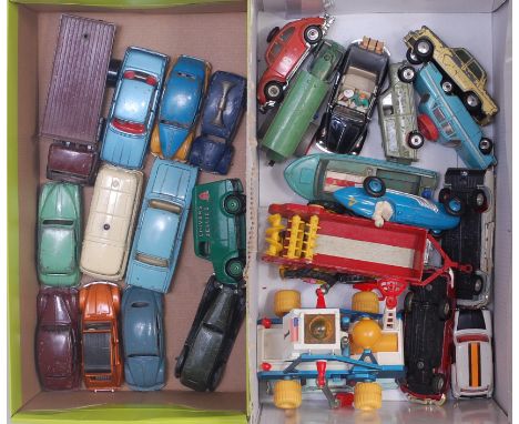 25 mixed playworn Dinky Toys, Corgi Toys, and Britains diecast vehicles, mixed examples to include Dinky Toys Chivers Jellies