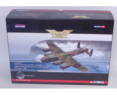 A Corgi Aviation Archive No. AA32617 1/72 scale of an Avro Lancaster B Mk3 DV380 appears as issued in the original polystyren