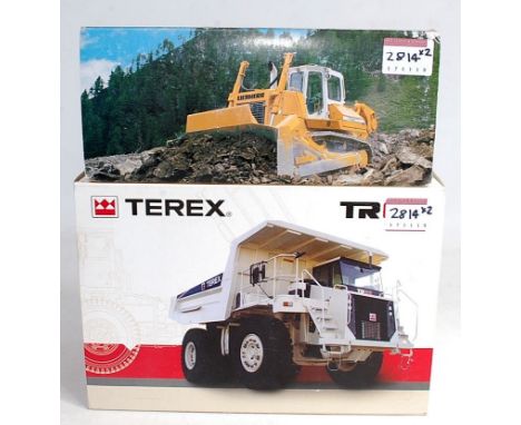 A Terex TR60 rigid haul truck, 1/50 scale diecast metal (NM,BVG); and a Liebherr PR752 crawler tractor (NM,BG) (2)