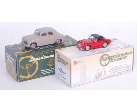 A Lansdowne Models 1/43 scale white metal saloon group to include LDM1 1958 Austin Healey Sprite Mk1, together with LDM34 195