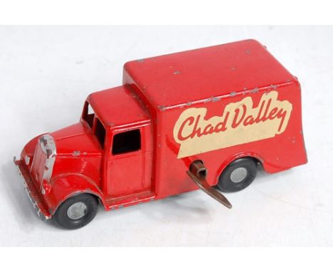 A Chad Valley No.502 Guy van, comprising red body with Chad Valley livery, one rear tinplate door missing, with key (G)