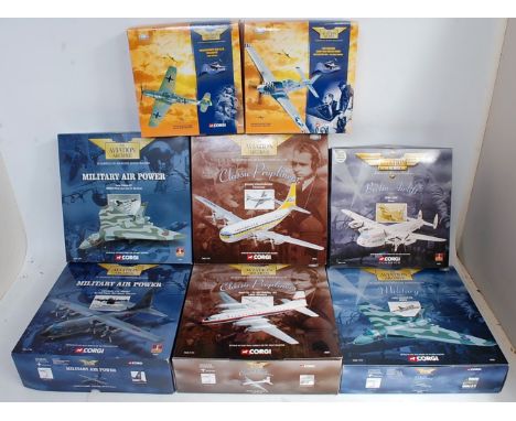 Eight various boxed Corgi Aviation Archive diecast aircraft, mixed scales to include 1/72 scale and 1/144 scale examples, eig