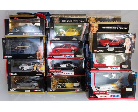 Twenty-two various boxed Corgi James Bond and other television related diecast groups, to include Moonraker space shuttle, Su