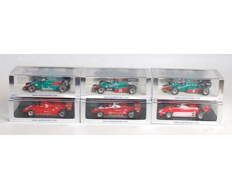 Six various plastic cased Spark models 1/43 scale Alfa Romeo F1 racing models to include Ref. Nos. S1713, S3870, S1790, S1712