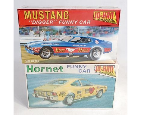 Jo-Han Inc. 1.25 scale Funny Car Kit Group, shrink wrapped factory sealed, GC-3400 1971 AMC Hornet, GC-2100 1973 Mustang 'Bos