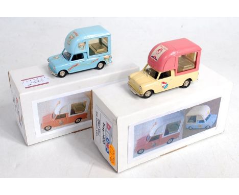 A BMC Models 1/43 scale white metal model of a BMC Mini ice cream van, together with one other, both in the original boxes, o