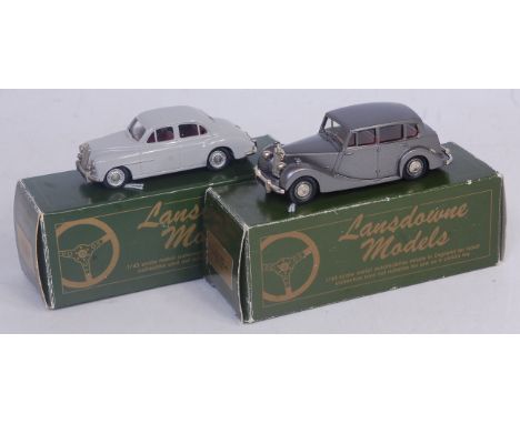 A Lansdowne Models 1/43 scale white metal saloon group to include LDM8 1954 Triumph Renown saloon, together with LD3 1956 MG 