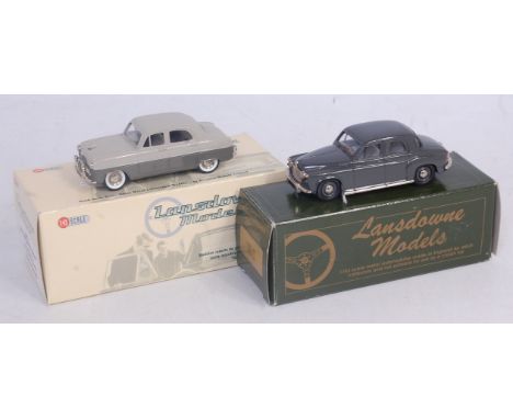 A Lansdowne Models 1/43 scale white metal saloon group to include LDM5 1957 Rover P4 Model 90 together with an LDM7 1954 Ford