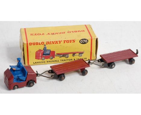 A 00 Dinky Toys No. 076 Lansing Bagnall tractor and two trailers, in the original all-card box (NM,BVG)