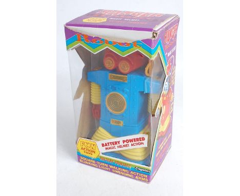 A Cragstan Toys of Hong Kong plastic and battery operated Ranger Robot, circa 1970s comprising of blue, yellow and red body w
