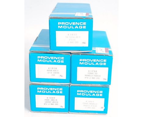 Five 1/43 Provence Moulage resin car kits; K1849 Pagani Zonda Le Mans 2003; K1910 Morgan Aero 8, Sebring 2004, K1833 TVR Tusc