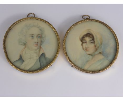 Two 18th Century Oval Portrait Miniatures, of Miss Ellis dated 1763 together with another of Sir William Pitt after Andrew Pl