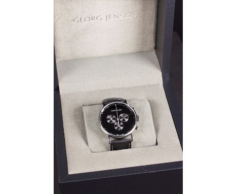 Georg Jensen, a Koppel wristwatch stainless steel quartz chronograph, three subsidiary dials, one with date aperture, sweep s