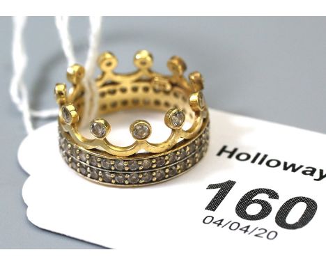 ***AUCTIONEER TO ANNOUNCE CHANGE TO DESCRIPTION CUBIC ZIRCONIA NOT DIAMOND-A diamond coronet ring, comprising two rows of bri