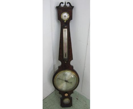 BAROMETER, early 19th century mahogany with silvered temperature, pressure and level scales, inscribed 'G. Frigerio, 16 Leath