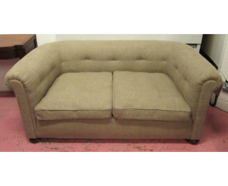 CHESTERFIELD SOFA, early 20th century in taupe upholstery with two seat cushions, 161cm W. 