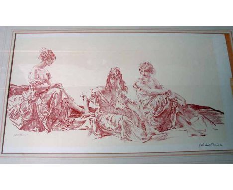 After Sir William Russell Flint (1880-1969) Teresa, Yolande and Anne-Marie, lithograph, signed in pencil with Medici publishe