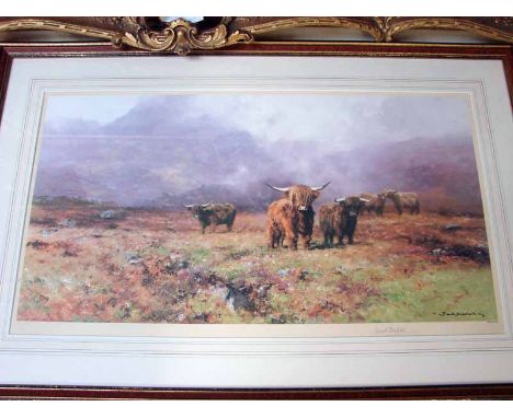 After David Shepherd (b.1931) Highland Cattle, limited edition colour print, pencil signed by the artist, number 484 of 850, 