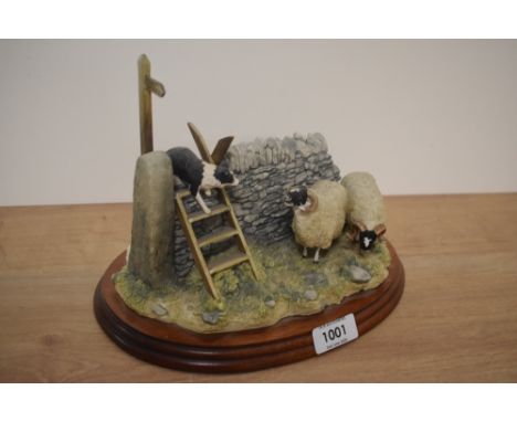 A Border Fine Arts animal study 'Element of Surprise' AF (chip to one sheep horn and side post of step missing).