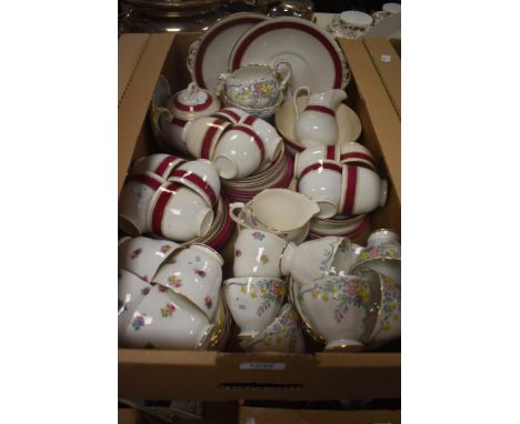 Three part tea services including a Grosvenor China patt No. A691(18 pieces approx), an Adderley 'Floral' (19 pieces approx) 