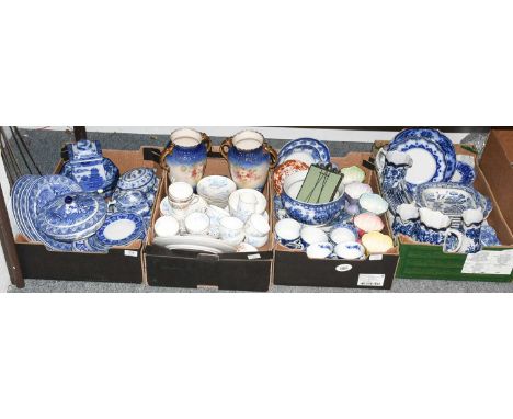 A Quantity of Decorative Household Ceramics, including: Cauldon, Rigtons, Maling, and other blue and white ceramics, Victoria