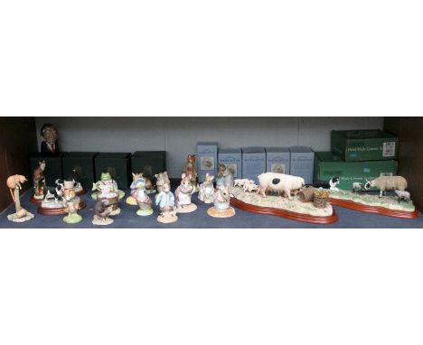 Beswick Beatrix Potter Figures, including: 'Jeremy Fisher Catches a Fish', 'Yok Yok in the Tub', 'Mr. Tod', 'Hunca Munca' etc