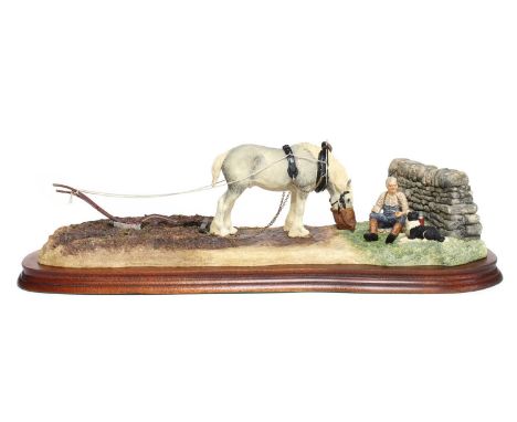 Border Fine Arts 'Ploughman's Lunch' (Grey Horse), model No. B0090A by Anne Wall, limited edition 1670/1750, on wood base, wi