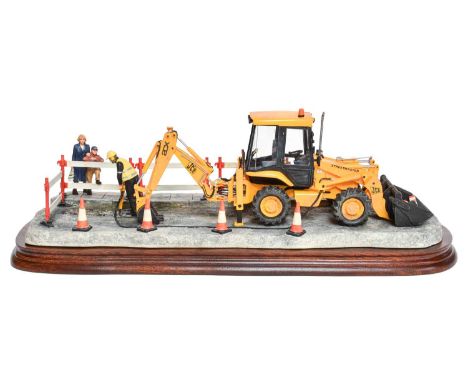 Border Fine Arts 'Essential Repairs' (Workman with JCB Back Hoe), model No. B0652 by Ray Ayres, limited edition 533/1750, on 