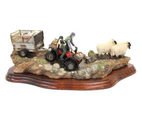 Border Fine Arts 'All in a Day's Work' (Farmer on ATV Herding Sheep), model No. B0593 by Kirsty Armstrong, limited edition 22