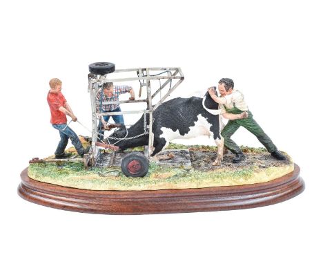 Border Fine Arts 'The Awkward Cow', model No. B0891 by Ray Ayres, limited edition 101/750, on wood base, with box and certifi