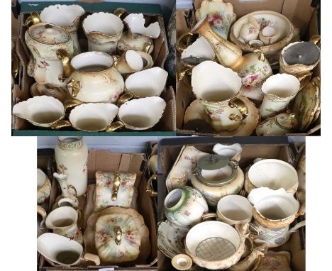 Crown Devon Blush Ivory; a large and impressive collection of various pieces, including jugs, cheese wedges, ewers, vases, pl