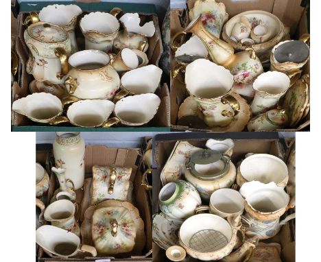 Crown Devon Blush Ivory; a large and impressive collection of various pieces, including jugs, cheese wedges, ewers, vases, pl