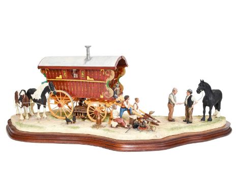 Border Fine Arts 'Striking a Deal at Appleby Fair', model No. B0664 by Ray Ayres, limited edition 593/600, on wood base, with