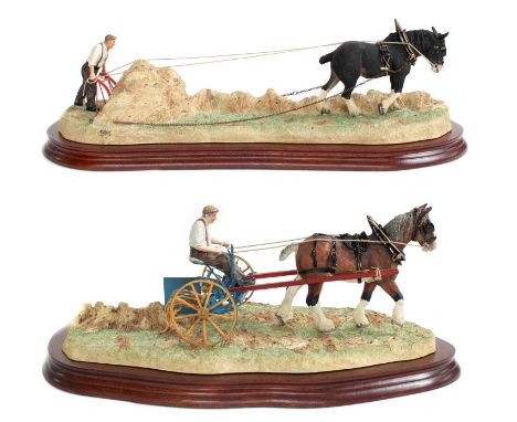 Border Fine Arts Hay Timing Groups: 'Rowing Up' (Standard Edition), model No. B0598, limited edition 544/950, on wood base, w