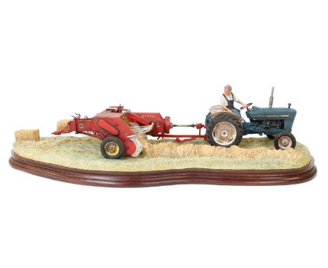 Border Fine Arts 'Hay Baling', model No. B0738 by Ray Ayres, limited edition 410/2002, on wood base, with box and certificate