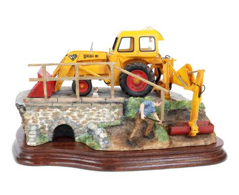 Border Fine Arts 'Clearing the Culvert' (JCB Loadall), model No. B1164 by Ray Ayres, limited edition 21/500, on wood base, wi