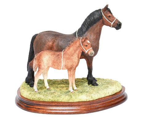 Border Fine Arts 'Welsh Cob Mare and Foal', model No. B0906 by Anne Wall, limited edition 116/950, on wood base, with box and