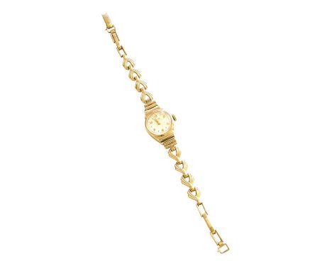 A Lady's 9 Carat Gold Rotary Wristwatch, bracelet clasp with a 9 carat gold hallmarkGross weight: 13.3 grams