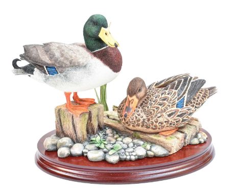 Border Fine Arts 'At Talkin Tarn' (Mallards), model No. B1077 by Ray Ayres, limited edition 19/500, on wood base, with box an