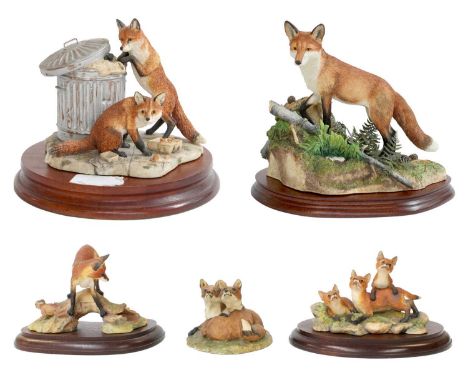 Border Fine Arts Fox Groups Including: 'A Lucky Find', model No. B0703 by Ray Ayres, limited edition 209/1750; 'Urban Foxes' 