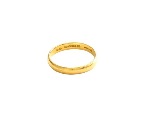 A 22 Carat Gold Band Ring, finger size RGross weight 3.6 grams