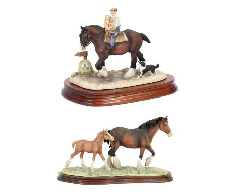 Border Fine Arts 'Off to the Fair' (Farmer and Child on Horseback), model No. EG6 by Anne Wall, limited edition 477/1994, on 