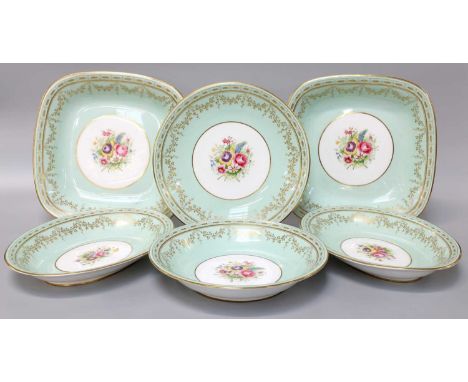 A Royal Worcester Floral Part Dessert Service, ''specially made for Aspreys'' painted by L Marie, puce marks (6)